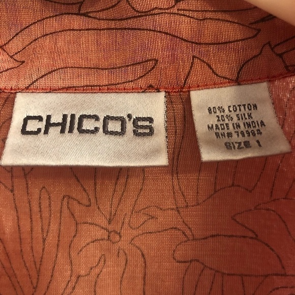 chico's Peach Button Down Top Size 1 - Picture 4 of 8